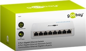 Goobay 8 Port Gigabit Ethernet Netzwerk-Switch mit 8 RJ45-Anschlüssen 10/100/1000Mbps Auto-Negotiation 93373
